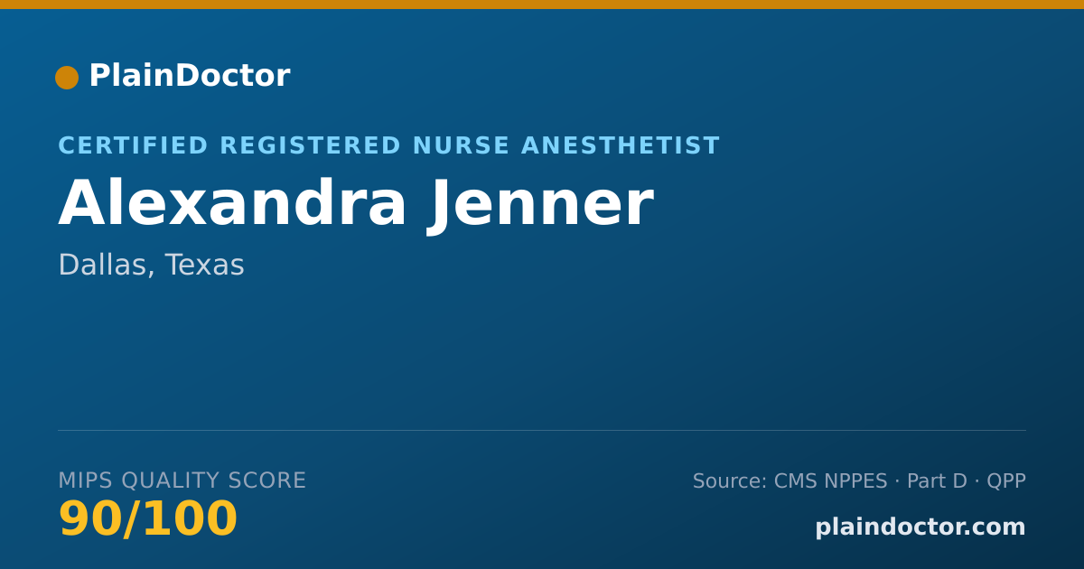 Shareable card for Alexandra Jenner - Certified Registered Nurse Anesthetist, Dallas, TX