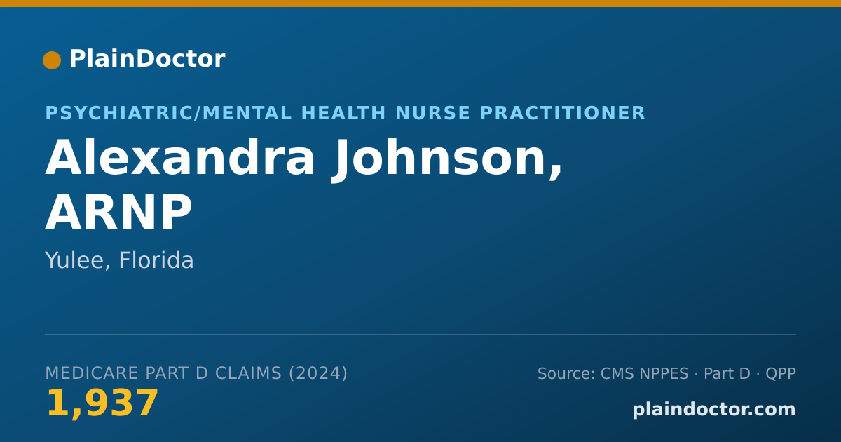 Shareable card for Alexandra Johnson, ARNP - Psychiatric/Mental Health Nurse Practitioner, Yulee, FL