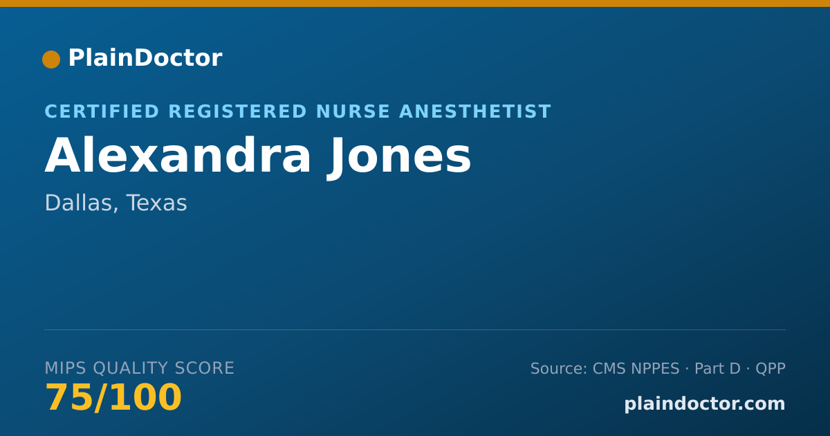 Shareable card for Alexandra Jones - Certified Registered Nurse Anesthetist, Dallas, TX