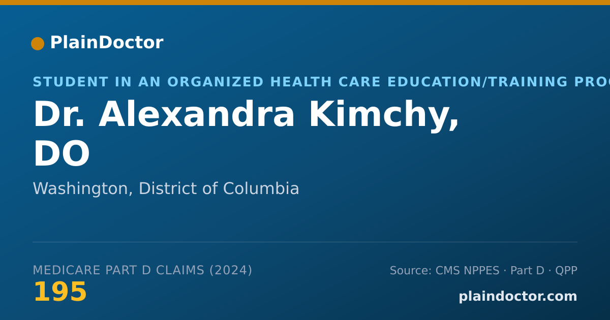 Shareable card for Alexandra Kimchy, DO - Student in an Organized Health Care Education/Training Program, Washington, DC