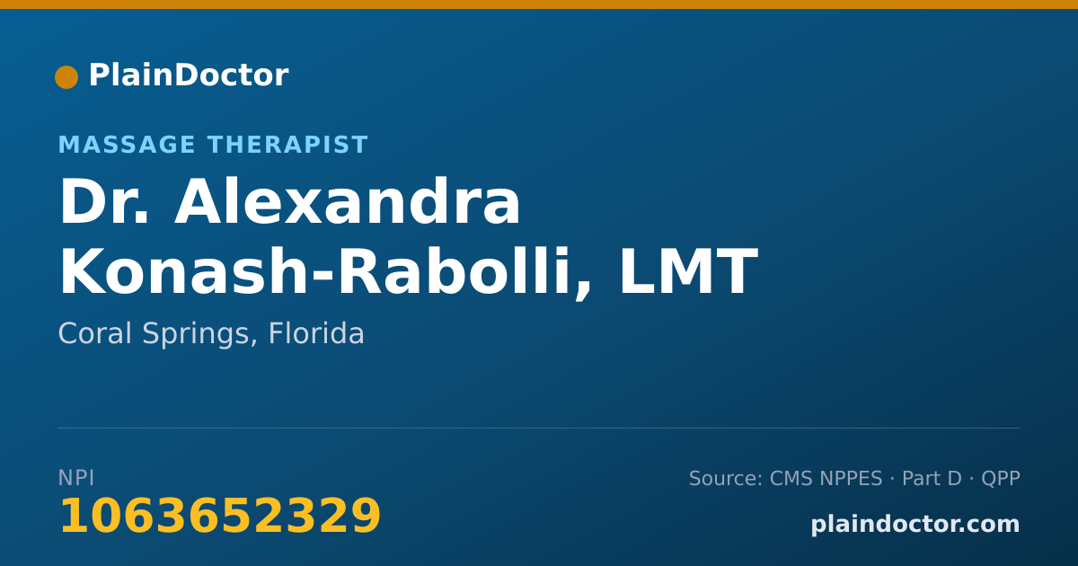 Shareable card for Alexandra Konash-Rabolli, LMT - Massage Therapist, Coral Springs, FL