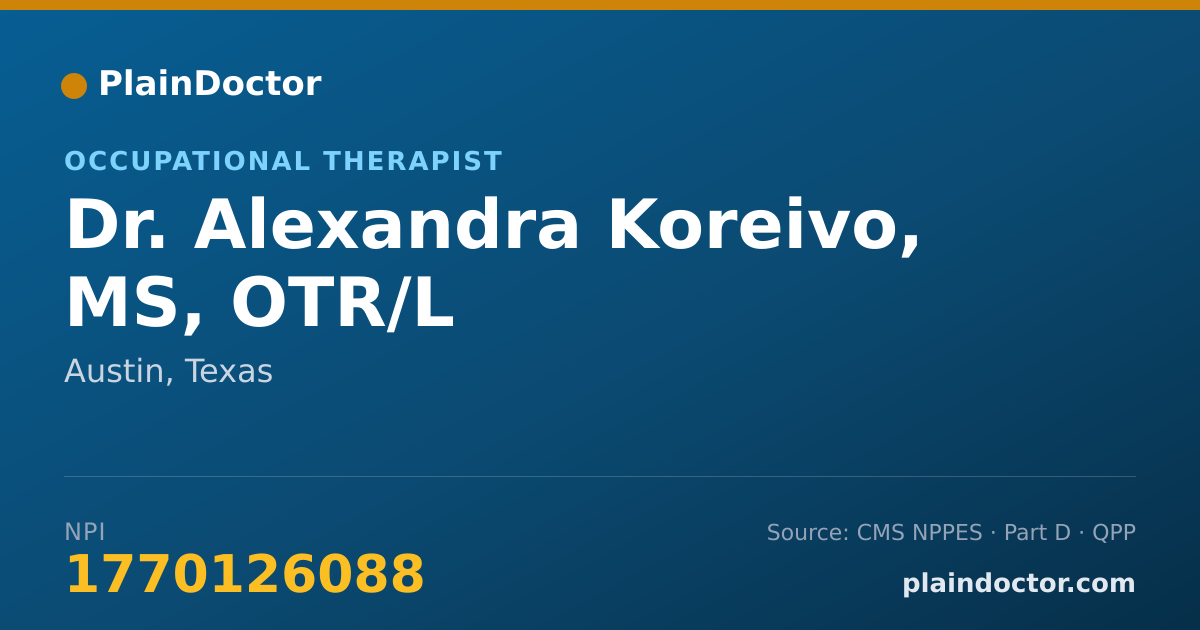 Shareable card for Alexandra Koreivo, MS, OTR/L - Occupational Therapist, Austin, TX