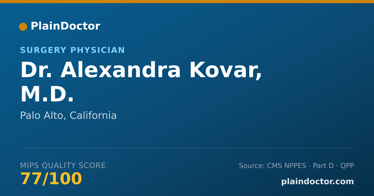 Shareable card for Alexandra Kovar, M.D. - Surgery Physician, Palo Alto, CA