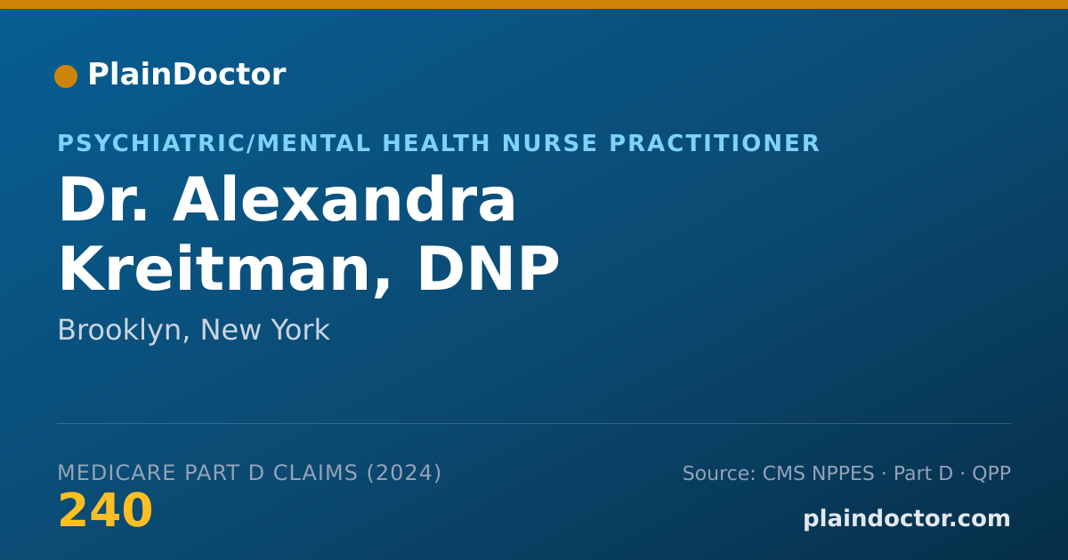 Shareable card for Alexandra Kreitman, DNP - Psychiatric/Mental Health Nurse Practitioner, Brooklyn, NY