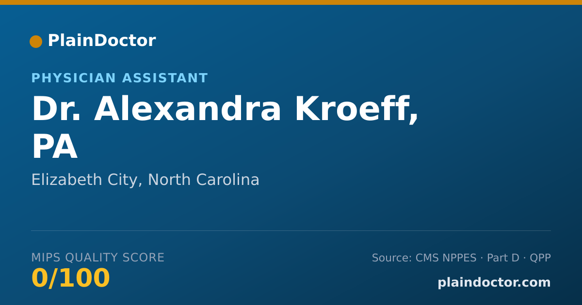 Shareable card for Alexandra Kroeff, PA - Physician Assistant, Elizabeth City, NC
