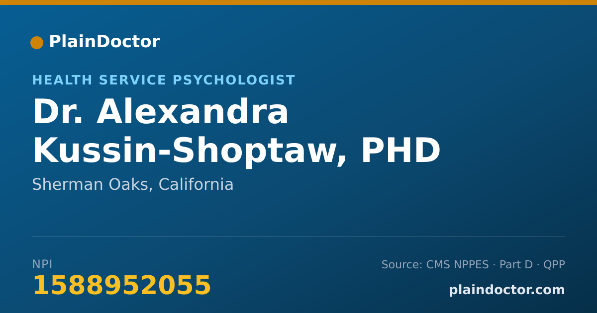 Shareable card for Alexandra Kussin-Shoptaw, PHD - Health Service Psychologist, Sherman Oaks, CA