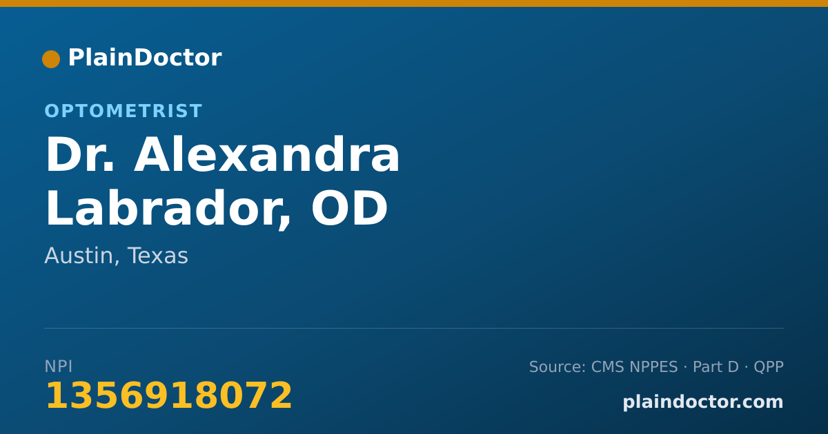 Shareable card for Alexandra Labrador, OD - Optometrist, Austin, TX