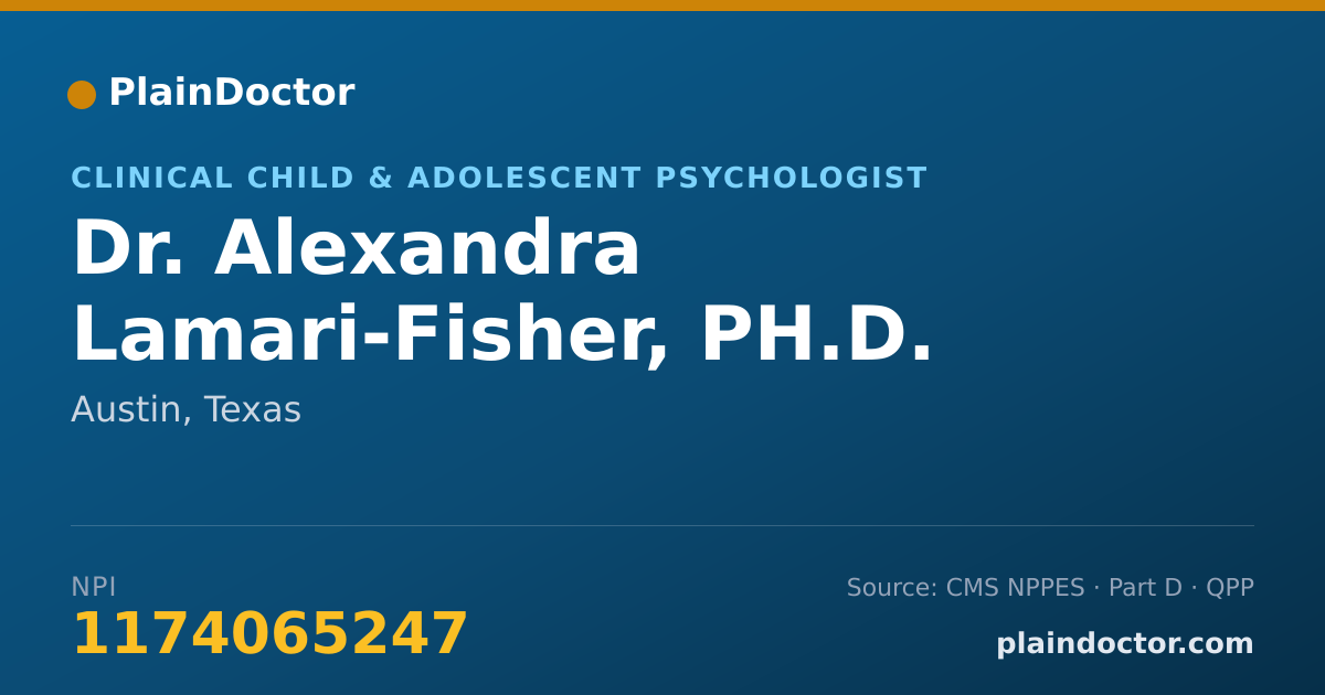 Shareable card for Alexandra Lamari-Fisher, PH.D. - Clinical Child & Adolescent Psychologist, Austin, TX