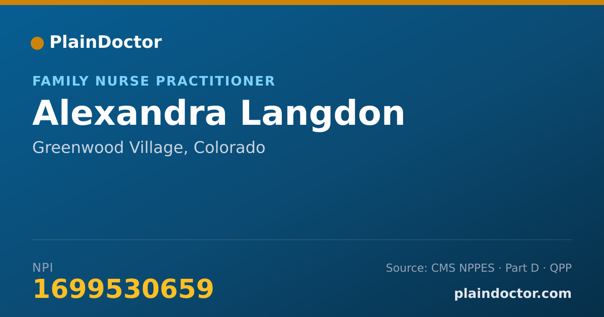 Shareable card for Alexandra Langdon - Family Nurse Practitioner, Greenwood Village, CO