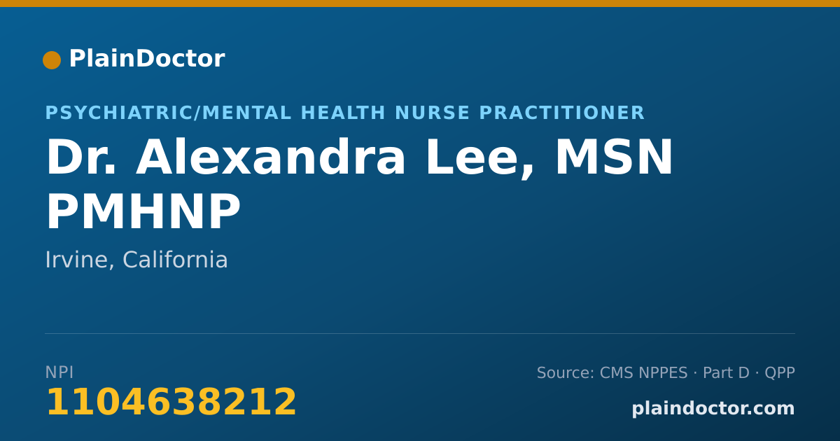 Shareable card for Alexandra Lee, MSN PMHNP - Psychiatric/Mental Health Nurse Practitioner, Irvine, CA