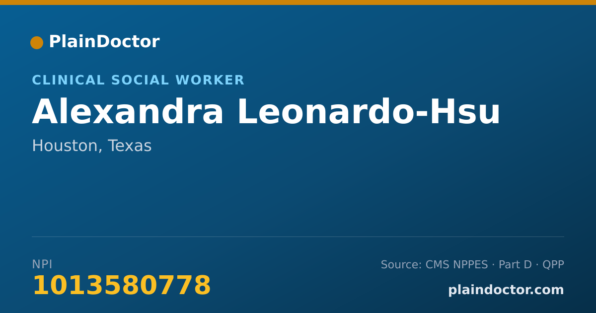 Shareable card for Alexandra Leonardo-Hsu - Clinical Social Worker, Houston, TX