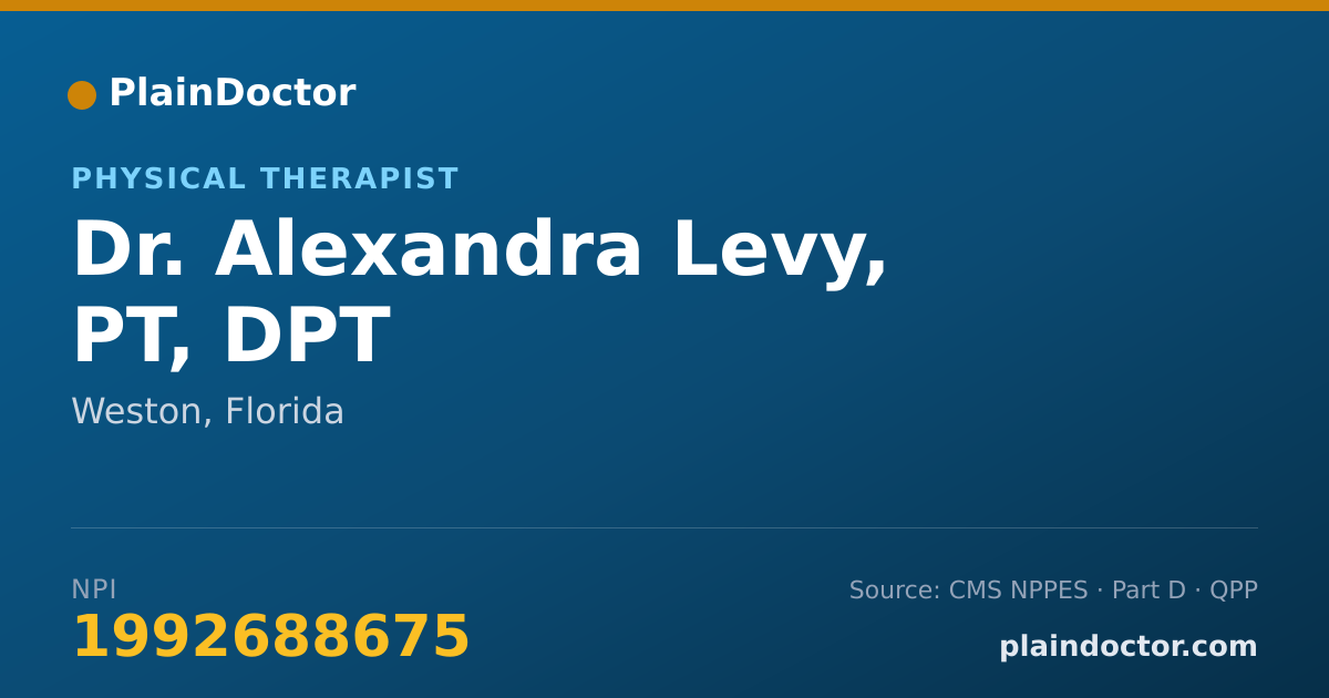 Shareable card for Alexandra Levy, PT, DPT - Physical Therapist, Weston, FL