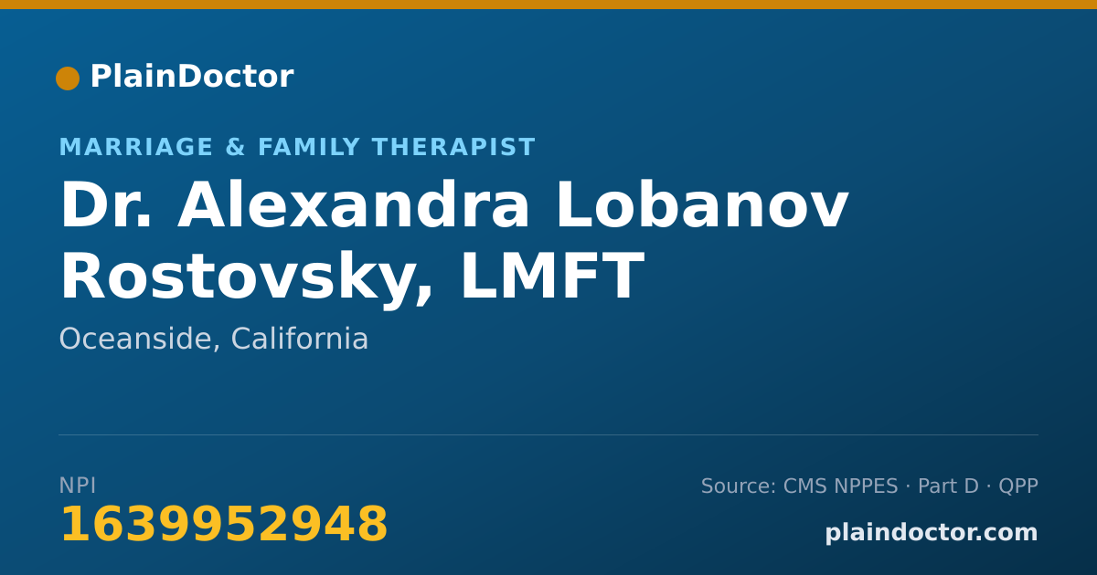 Shareable card for Alexandra Lobanov Rostovsky, LMFT - Marriage & Family Therapist, Oceanside, CA