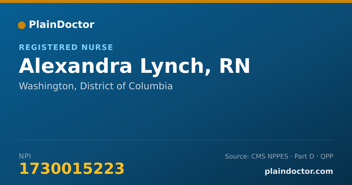 Shareable card for Alexandra Lynch, RN - Registered Nurse, Washington, DC