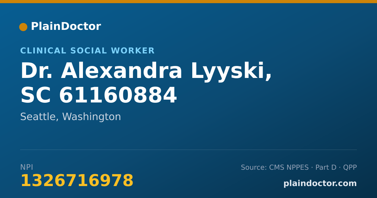Shareable card for Alexandra Lyyski, SC 61160884 - Clinical Social Worker, Seattle, WA