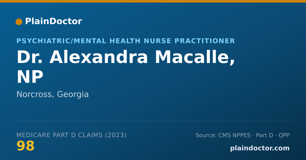 Shareable card for Alexandra Macalle, NP - Psychiatric/Mental Health Nurse Practitioner, Norcross, GA