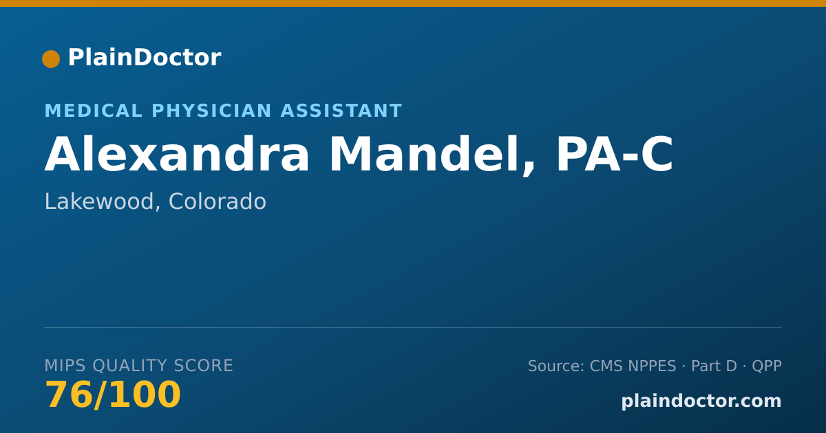 Shareable card for Alexandra Mandel, PA-C - Medical Physician Assistant, Lakewood, CO