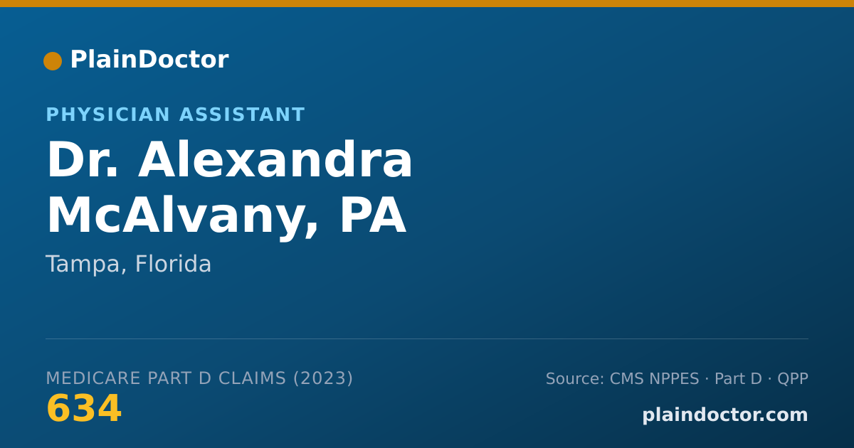 Shareable card for Alexandra McAlvany, PA - Physician Assistant, Tampa, FL
