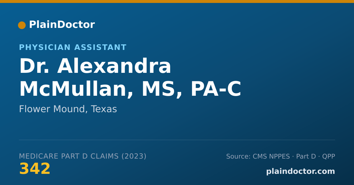Shareable card for Alexandra McMullan, MS, PA-C - Physician Assistant, Flower Mound, TX