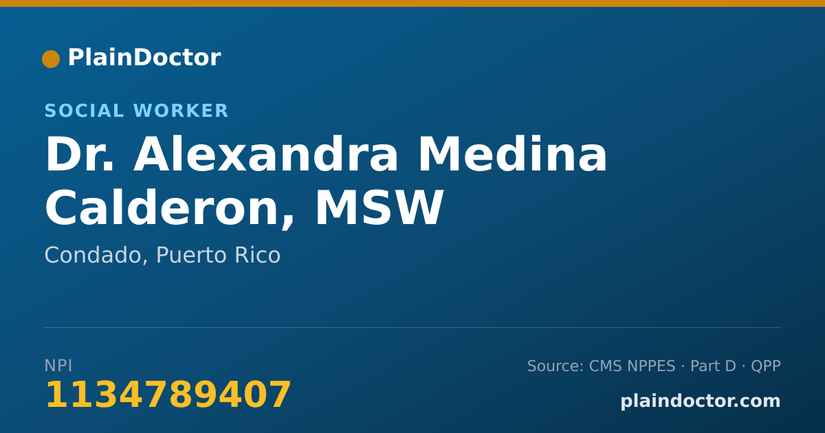 Shareable card for Alexandra Medina Calderon, MSW - Social Worker, Condado, PR