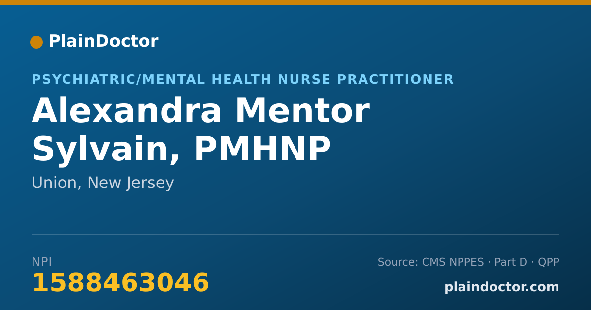 Shareable card for Alexandra Mentor Sylvain, PMHNP - Psychiatric/Mental Health Nurse Practitioner, Union, NJ