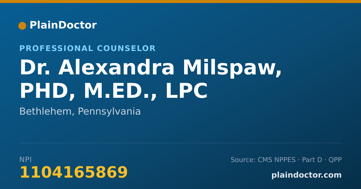 Shareable card for Alexandra Milspaw, PHD, M.ED., LPC - Professional Counselor, Bethlehem, PA
