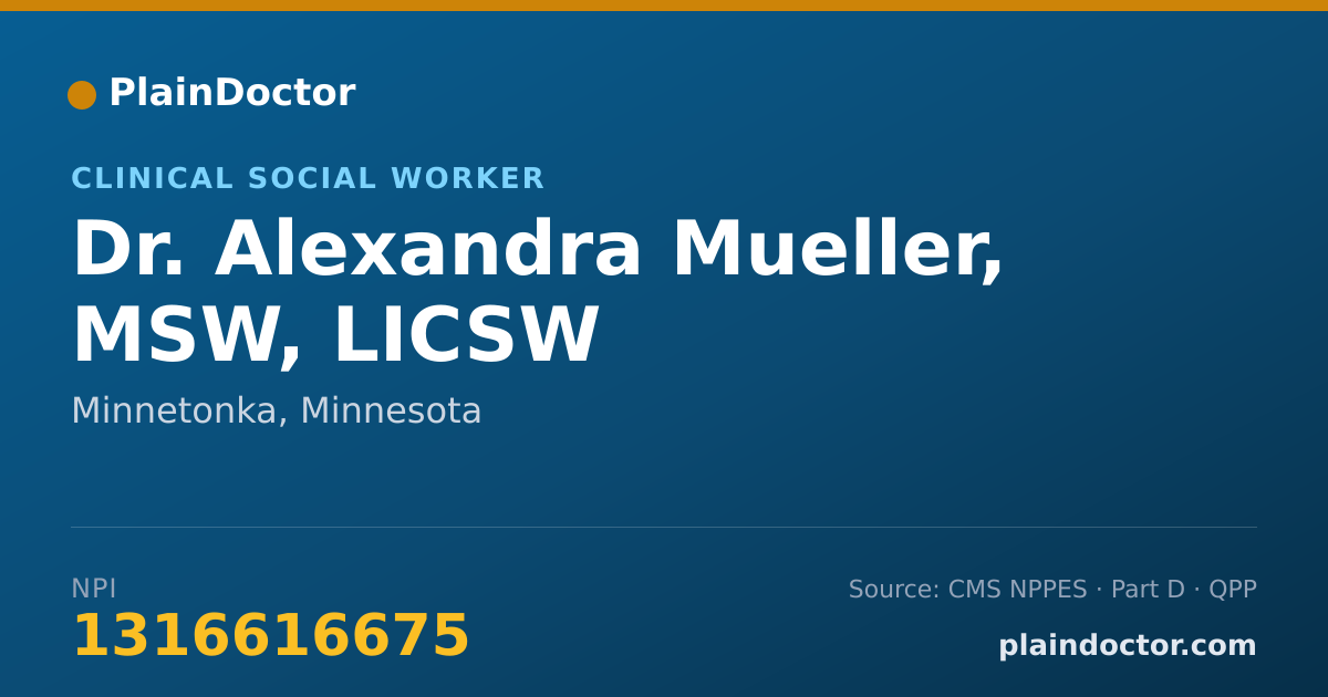 Shareable card for Alexandra Mueller, MSW, LICSW - Clinical Social Worker, Minnetonka, MN