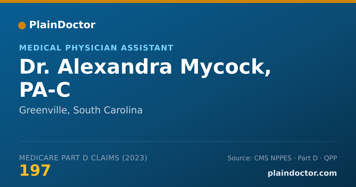 Shareable card for Alexandra Mycock, PA-C - Medical Physician Assistant, Greenville, SC