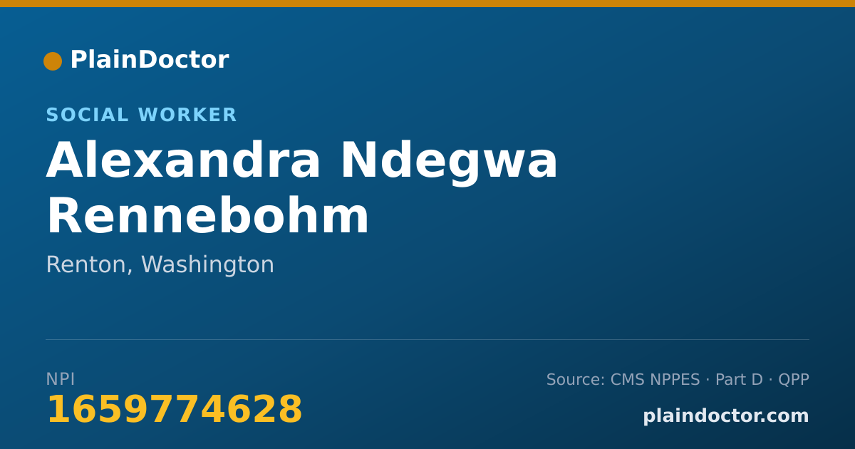 Shareable card for Alexandra Ndegwa Rennebohm - Social Worker, Renton, WA
