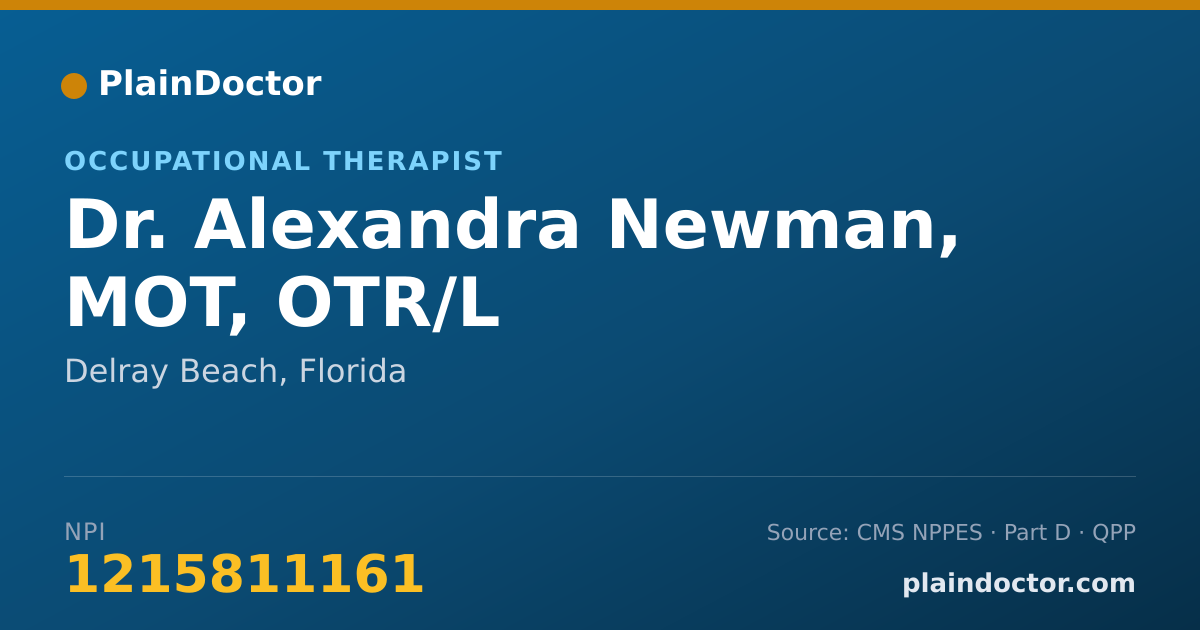 Shareable card for Alexandra Newman, MOT, OTR/L - Occupational Therapist, Delray Beach, FL