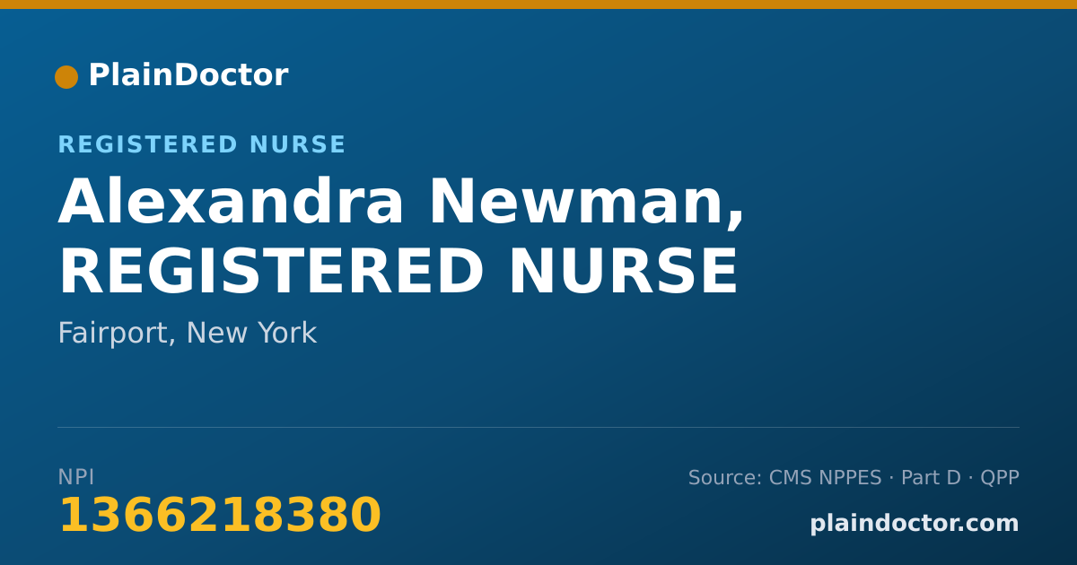 Shareable card for Alexandra Newman, REGISTERED NURSE - Registered Nurse, Fairport, NY