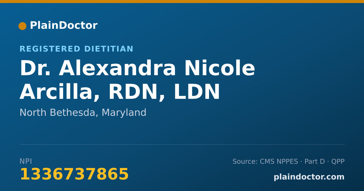 Shareable card for Alexandra Nicole Arcilla, RDN, LDN - Registered Dietitian, North Bethesda, MD