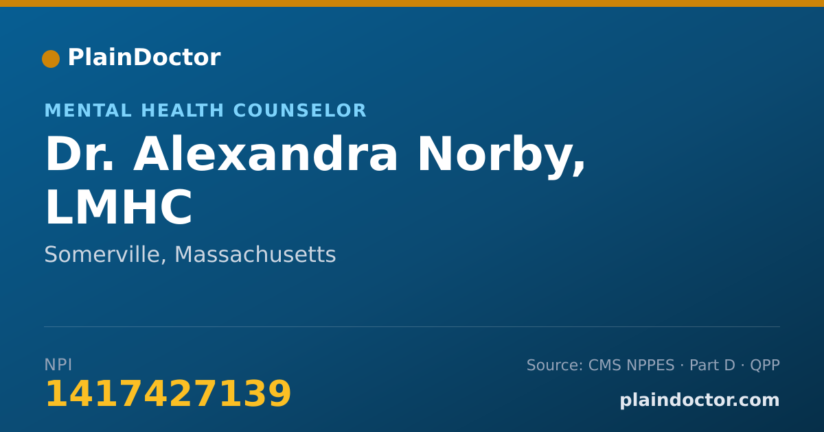 Shareable card for Alexandra Norby, LMHC - Mental Health Counselor, Somerville, MA