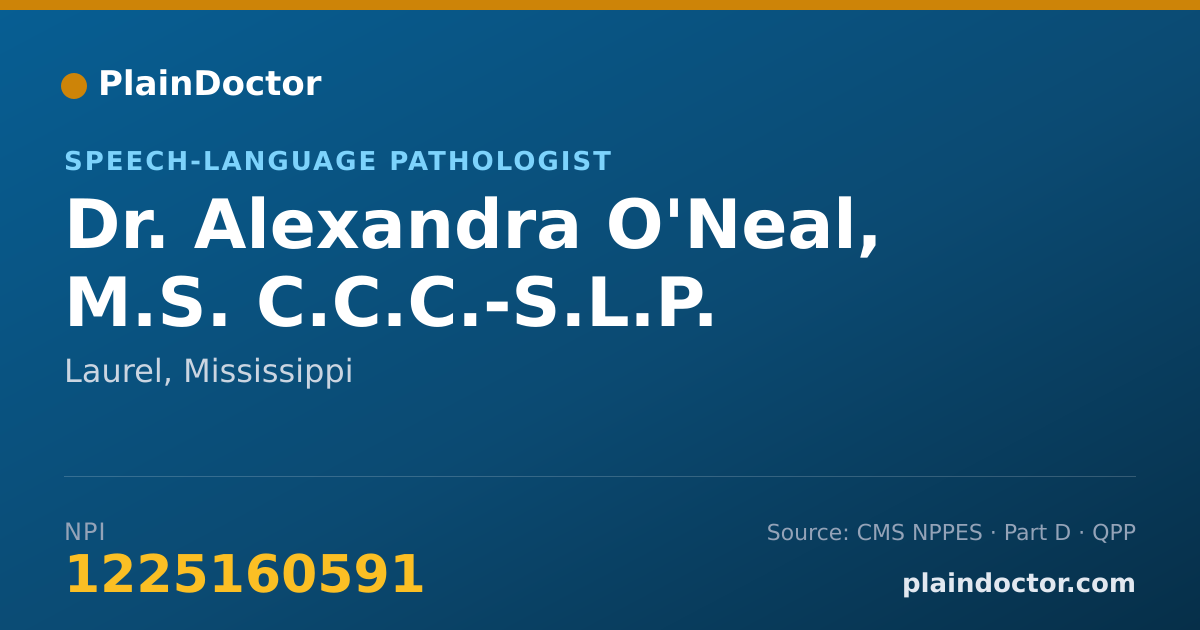 Shareable card for Alexandra O'Neal, M.S. C.C.C.-S.L.P. - Speech-Language Pathologist, Laurel, MS