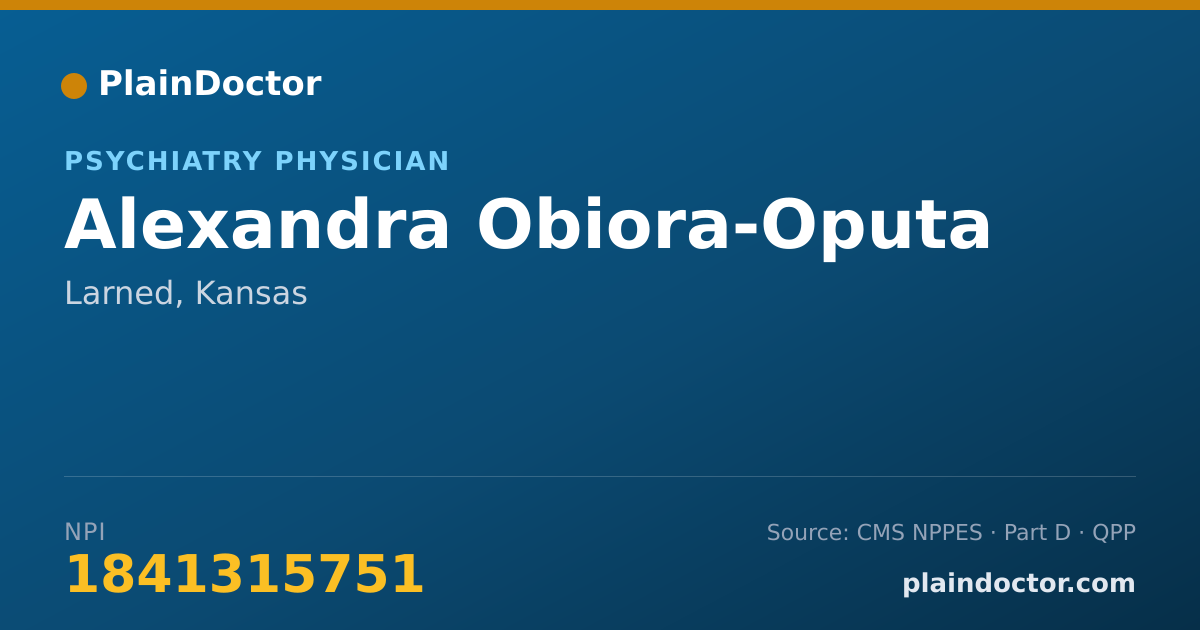 Shareable card for Alexandra Obiora-Oputa - Psychiatry Physician, Larned, KS