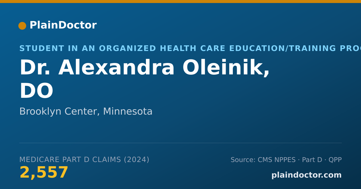 Shareable card for Alexandra Oleinik, DO - Student in an Organized Health Care Education/Training Program, Brooklyn Center, MN