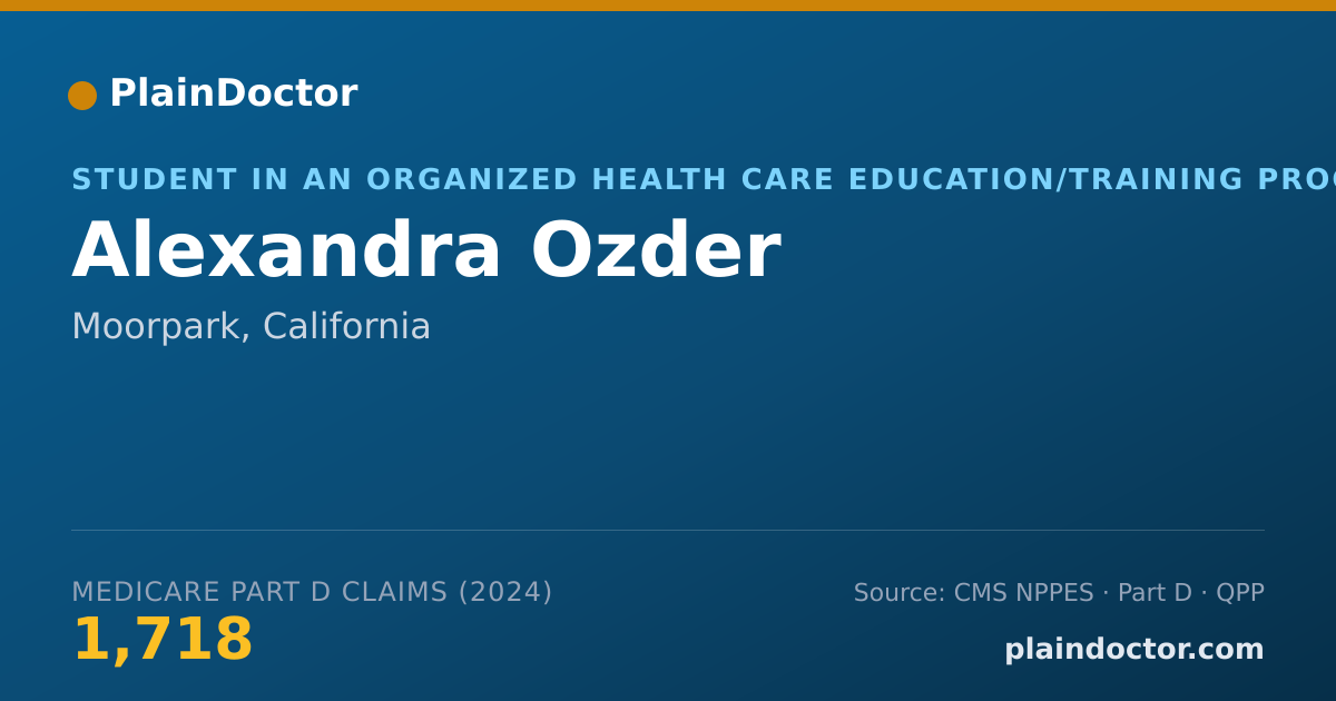 Shareable card for Alexandra Ozder - Student in an Organized Health Care Education/Training Program, Moorpark, CA