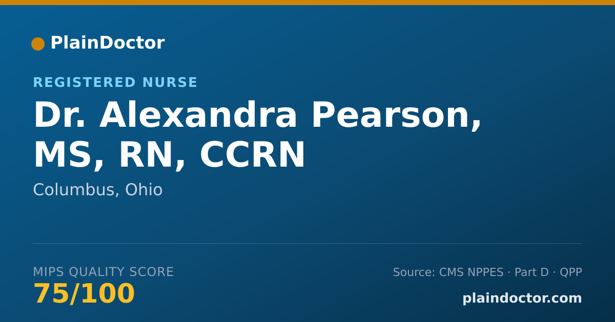 Shareable card for Alexandra Pearson, MS, RN, CCRN - Registered Nurse, Columbus, OH