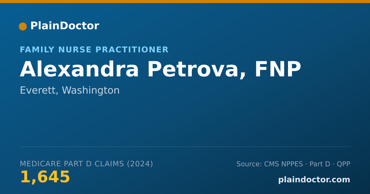 Shareable card for Alexandra Petrova, FNP - Family Nurse Practitioner, Everett, WA