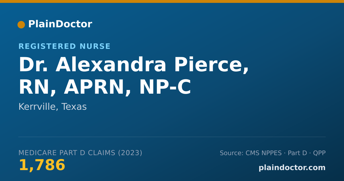 Shareable card for Alexandra Pierce, RN, APRN, NP-C - Registered Nurse, Kerrville, TX