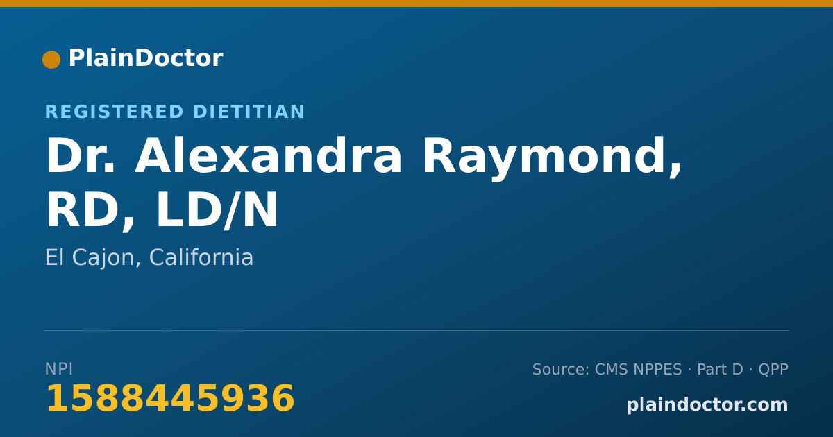 Shareable card for Alexandra Raymond, RD, LD/N - Registered Dietitian, El Cajon, CA