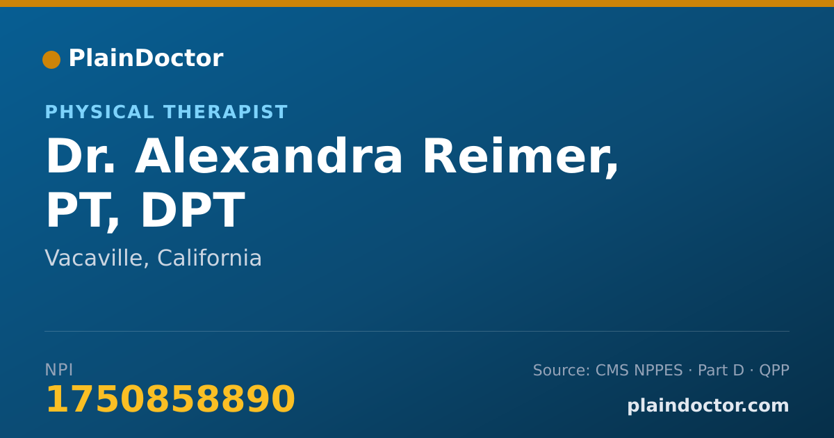 Shareable card for Alexandra Reimer, PT, DPT - Physical Therapist, Vacaville, CA