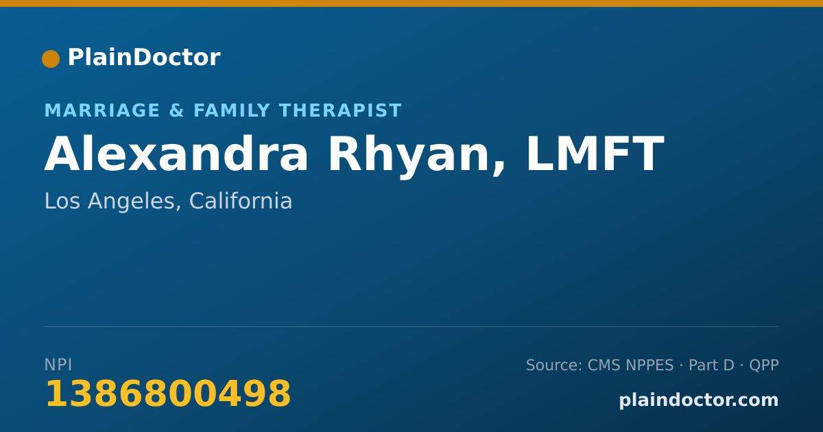 Shareable card for Alexandra Rhyan, LMFT - Marriage & Family Therapist, Los Angeles, CA