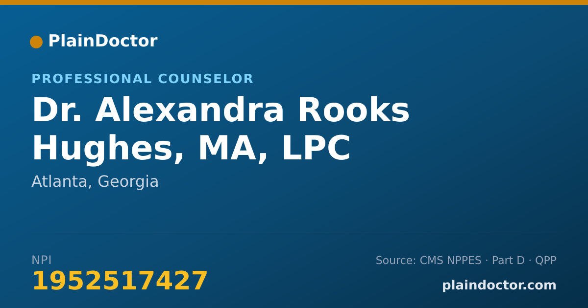 Shareable card for Alexandra Rooks Hughes, MA, LPC - Professional Counselor, Atlanta, GA