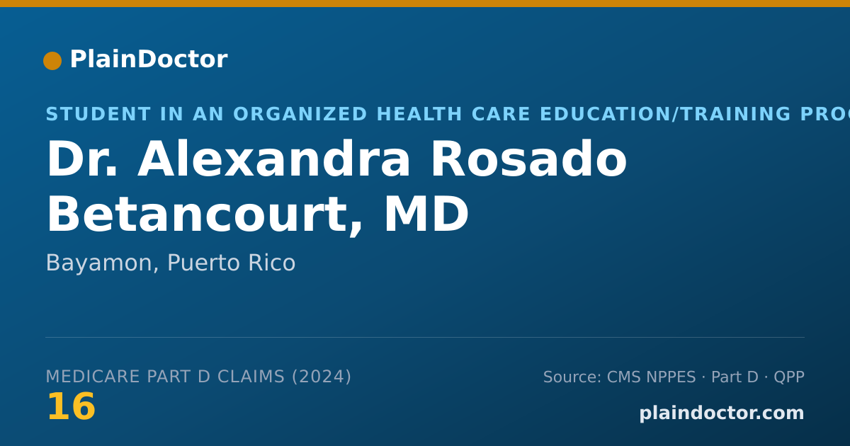 Shareable card for Alexandra Rosado Betancourt, MD - Student in an Organized Health Care Education/Training Program, Bayamon, PR
