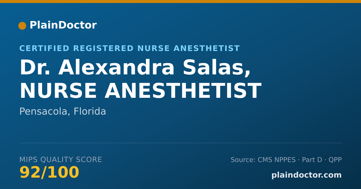Shareable card for Alexandra Salas, NURSE ANESTHETIST - Certified Registered Nurse Anesthetist, Pensacola, FL