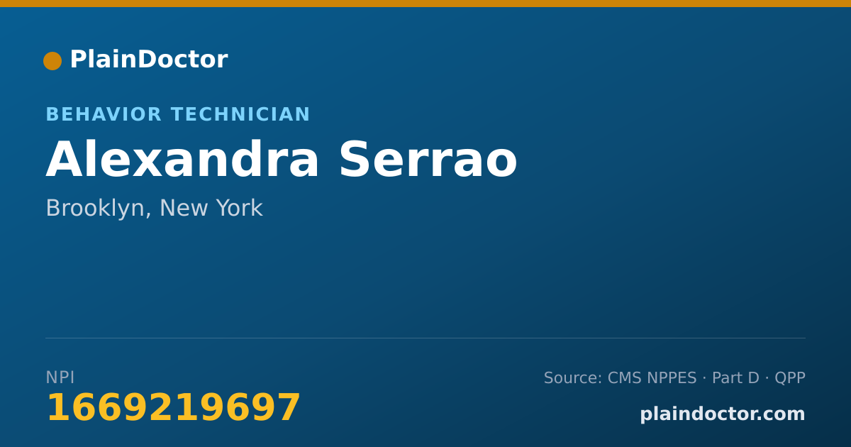 Shareable card for Alexandra Serrao - Behavior Technician, Brooklyn, NY