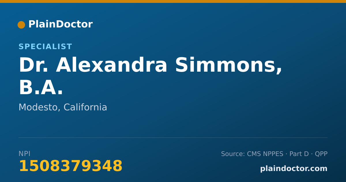 Shareable card for Alexandra Simmons, B.A. - Specialist, Modesto, CA