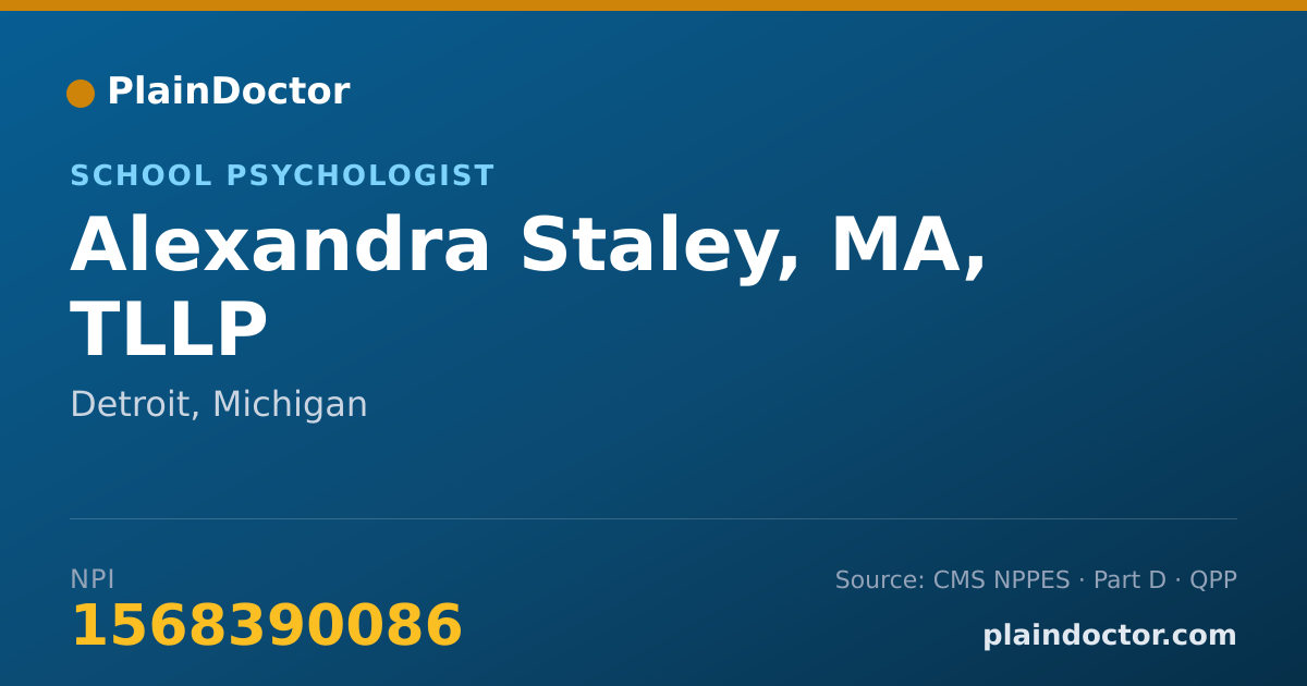 Shareable card for Alexandra Staley, MA, TLLP - School Psychologist, Detroit, MI