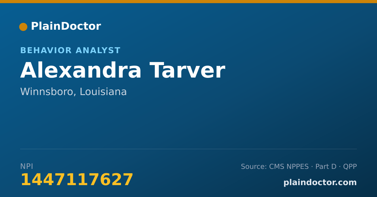 Shareable card for Alexandra Tarver - Behavior Analyst, Winnsboro, LA